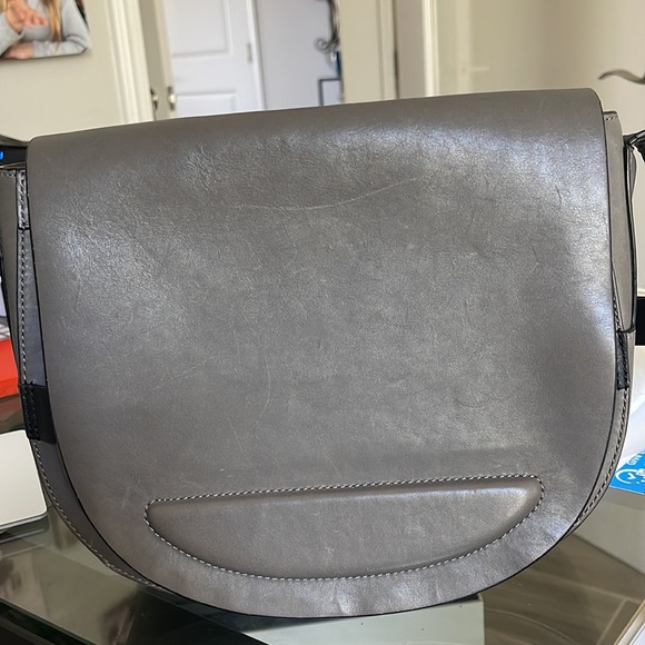 rag & bone Smoke Gray Leather Flap Saddle Bag 3-Way Strap Shoulder 9”H 11”W 2”D - Picture 13 of 15